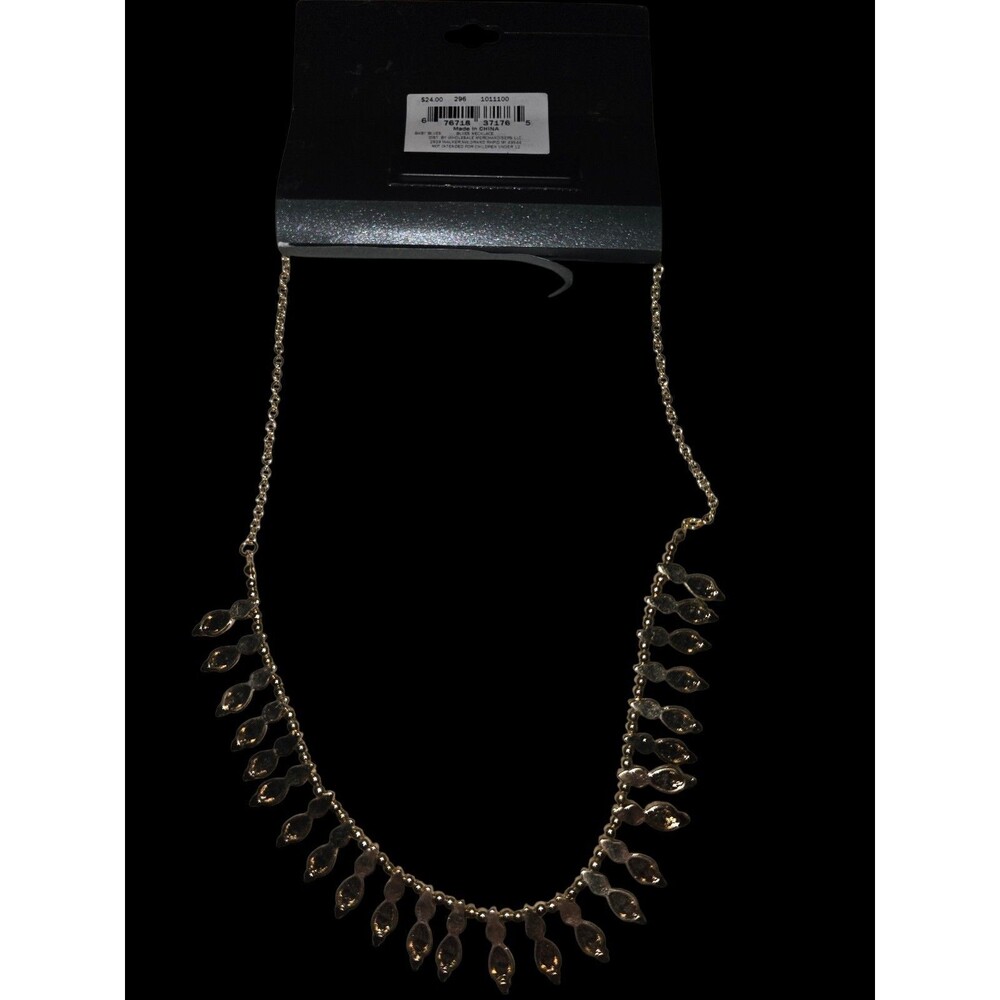 Massini Gold Tone and Blue Teardrop Beaded Necklace - Picture 4 of 4